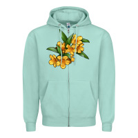Seafoam Yellow Jessamine Flower Illustrations Zipper Hoodie - LillyAllenDesigns