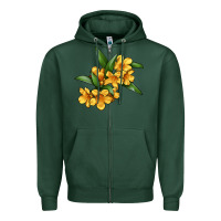 Sports Green Yellow Jessamine Flower Illustrations Zipper Hoodie - LillyAllenDesigns