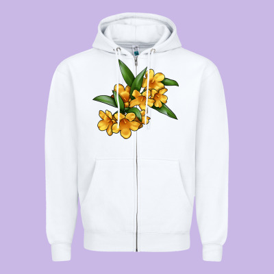 Yellow Jessamine Flower Illustrations Zipper Hoodie Designed By Lillyallendesigns