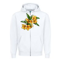 White Yellow Jessamine Flower Illustrations Zipper Hoodie - LillyAllenDesigns