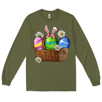 Army Green Easter eggs  Easter Day Long Sleeve Tee - CowGirlArtShop