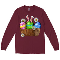 Burgundy Easter eggs  Easter Day Long Sleeve Tee - CowGirlArtShop