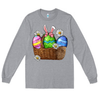 Heather Grey Easter eggs  Easter Day Long Sleeve Tee - CowGirlArtShop
