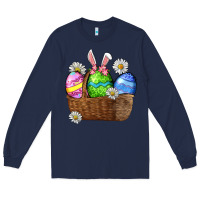 Navy Easter eggs  Easter Day Long Sleeve Tee - CowGirlArtShop