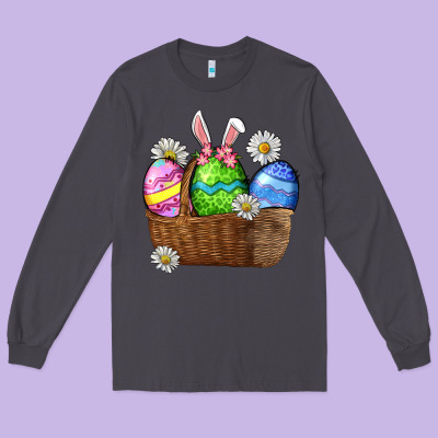 Easter Eggs  Easter Day Long Sleeve Tee Designed By Cowgirlartshop