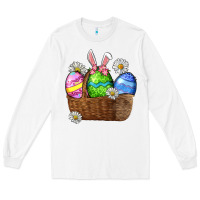 White Easter eggs  Easter Day Long Sleeve Tee - CowGirlArtShop