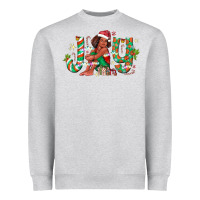 Heather Grey Joy Girl Black Heavyweight Sweatshirt - CowhideDigitalArt