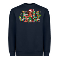 Navy Joy Girl Black Heavyweight Sweatshirt - CowhideDigitalArt