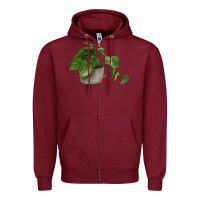 Burgundy Philodendron Zipper Hoodie - LillyAllenDesigns