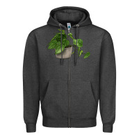 Charcoal Heather Philodendron Zipper Hoodie - LillyAllenDesigns