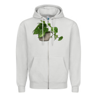 Dove Grey Philodendron Zipper Hoodie - LillyAllenDesigns