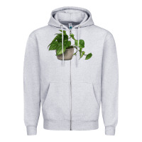 Heather Grey Philodendron Zipper Hoodie - LillyAllenDesigns