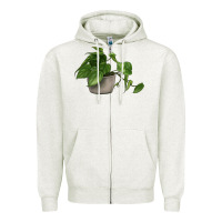 Oatmeal Heather Philodendron Zipper Hoodie - LillyAllenDesigns
