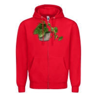 Red Philodendron Zipper Hoodie - LillyAllenDesigns