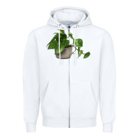 White Philodendron Zipper Hoodie - LillyAllenDesigns