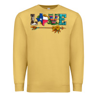 Antique Gold love texas serape cowhide cactus and sunflowers Premium Sweatshirt - Artiststas