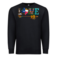 Black love texas serape cowhide cactus and sunflowers Premium Sweatshirt - Artiststas