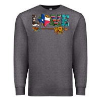 Charcoal Heather love texas serape cowhide cactus and sunflowers Premium Sweatshirt - Artiststas
