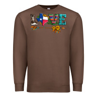 Chestnut love texas serape cowhide cactus and sunflowers Premium Sweatshirt - Artiststas