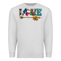 Dove Grey love texas serape cowhide cactus and sunflowers Premium Sweatshirt - Artiststas