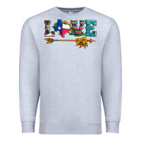 Heather Grey love texas serape cowhide cactus and sunflowers Premium Sweatshirt - Artiststas
