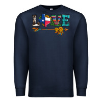 Navy love texas serape cowhide cactus and sunflowers Premium Sweatshirt - Artiststas