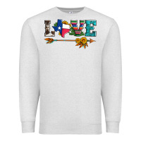 Oatmeal Heather love texas serape cowhide cactus and sunflowers Premium Sweatshirt - Artiststas