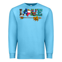 Ocean Blue love texas serape cowhide cactus and sunflowers Premium Sweatshirt - Artiststas