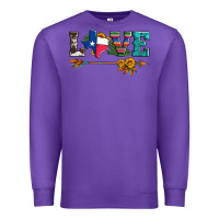 Purple love texas serape cowhide cactus and sunflowers Premium Sweatshirt - Artiststas