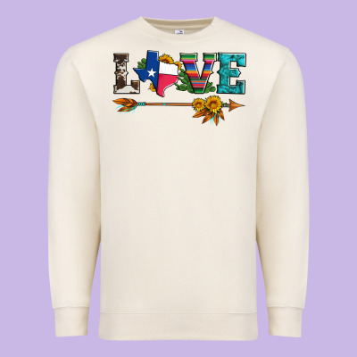 Love Texas Serape Cowhide Cactus And Sunflowers Premium Sweatshirt Designed By Artiststas