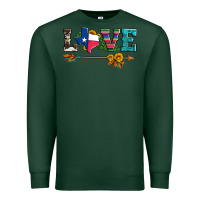 Sports Green love texas serape cowhide cactus and sunflowers Premium Sweatshirt - Artiststas