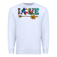 White love texas serape cowhide cactus and sunflowers Premium Sweatshirt - Artiststas