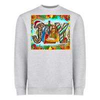 Heather Grey joy jesus Heavyweight Sweatshirt - CowhideDigitalArt