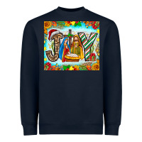 Navy joy jesus Heavyweight Sweatshirt - CowhideDigitalArt