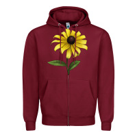Burgundy Black Eyed Susan Flower Illustrations Zipper Hoodie - LillyAllenDesigns