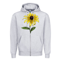 Heather Grey Black Eyed Susan Flower Illustrations Zipper Hoodie - LillyAllenDesigns