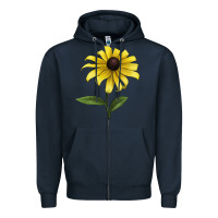 Navy Black Eyed Susan Flower Illustrations Zipper Hoodie - LillyAllenDesigns