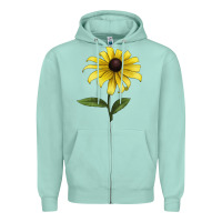 Seafoam Black Eyed Susan Flower Illustrations Zipper Hoodie - LillyAllenDesigns