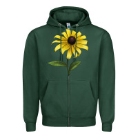 Sports Green Black Eyed Susan Flower Illustrations Zipper Hoodie - LillyAllenDesigns