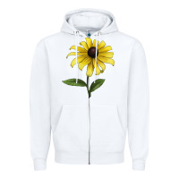 White Black Eyed Susan Flower Illustrations Zipper Hoodie - LillyAllenDesigns