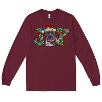Burgundy christmas joy pitbull Long Sleeve Tee - RanaPortraitStore