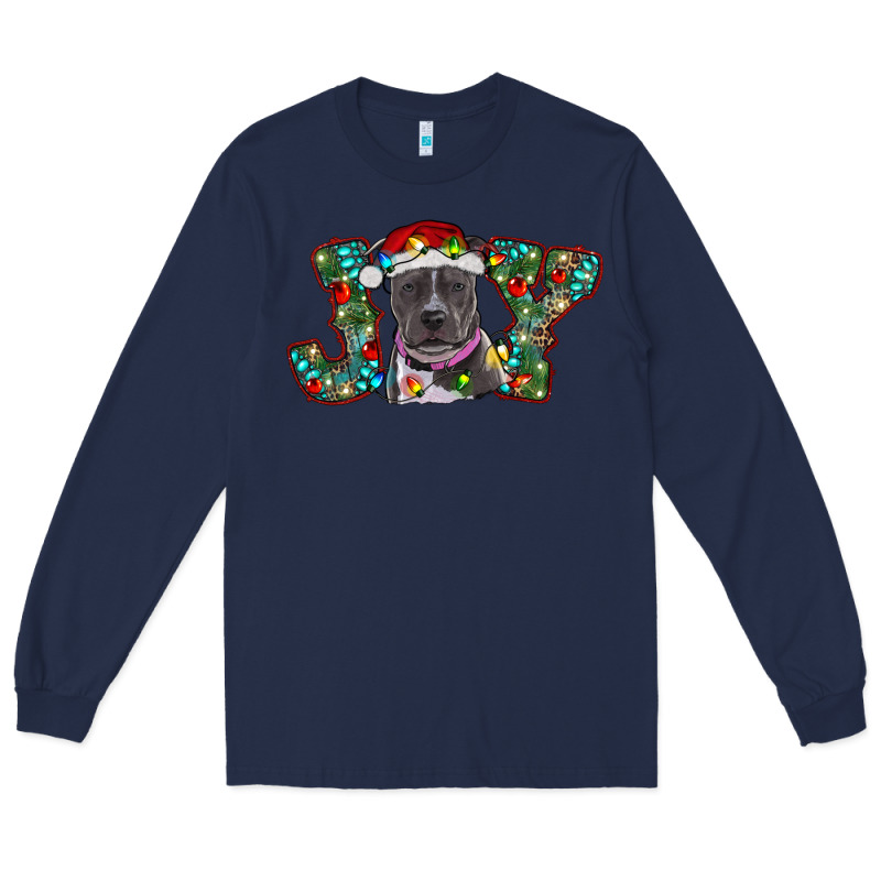 Christmas Joy Pitbull Long Sleeve Tee by RanaPortraitStore | Teevron