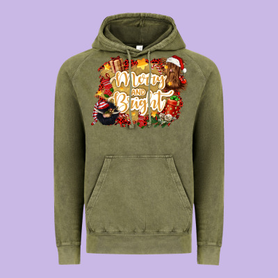 Merry And Bright Vintage Hoodie Designed By Cowgirlartshop