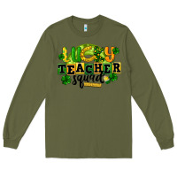 Army Green Lucky Teacher Squad St. Patrick's Day Long Sleeve Tee - CowGirlArtShop