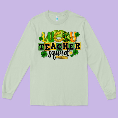 Lucky Teacher Squad St. Patrick's Day Long Sleeve Tee Designed By Cowgirlartshop