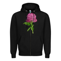 Black Red Clover Illustrations Zipper Hoodie - LillyAllenDesigns