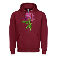 Burgundy Red Clover Illustrations Zipper Hoodie - LillyAllenDesigns