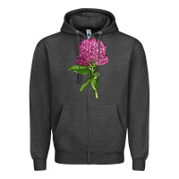 Charcoal Heather Red Clover Illustrations Zipper Hoodie - LillyAllenDesigns