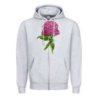 Heather Grey Red Clover Illustrations Zipper Hoodie - LillyAllenDesigns