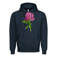 Navy Red Clover Illustrations Zipper Hoodie - LillyAllenDesigns